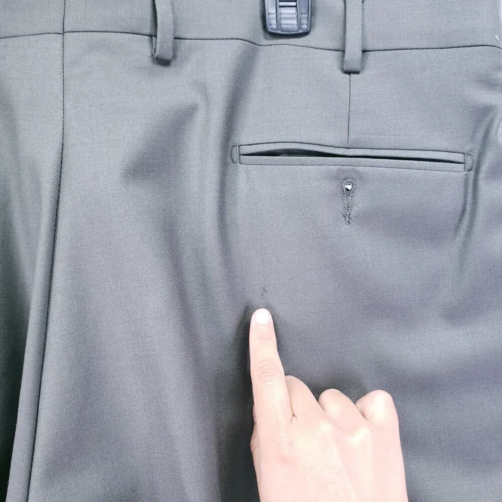 Paul Fredrick 100% Wool Italy Dark Sage Green Pleated Dress Pants Trousers 40R